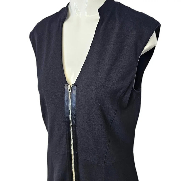 L.A.M.B Gwen Stefani Zip Front Little Black Dress  V-Neck Bodycon Fitted - Picture 7 of 8